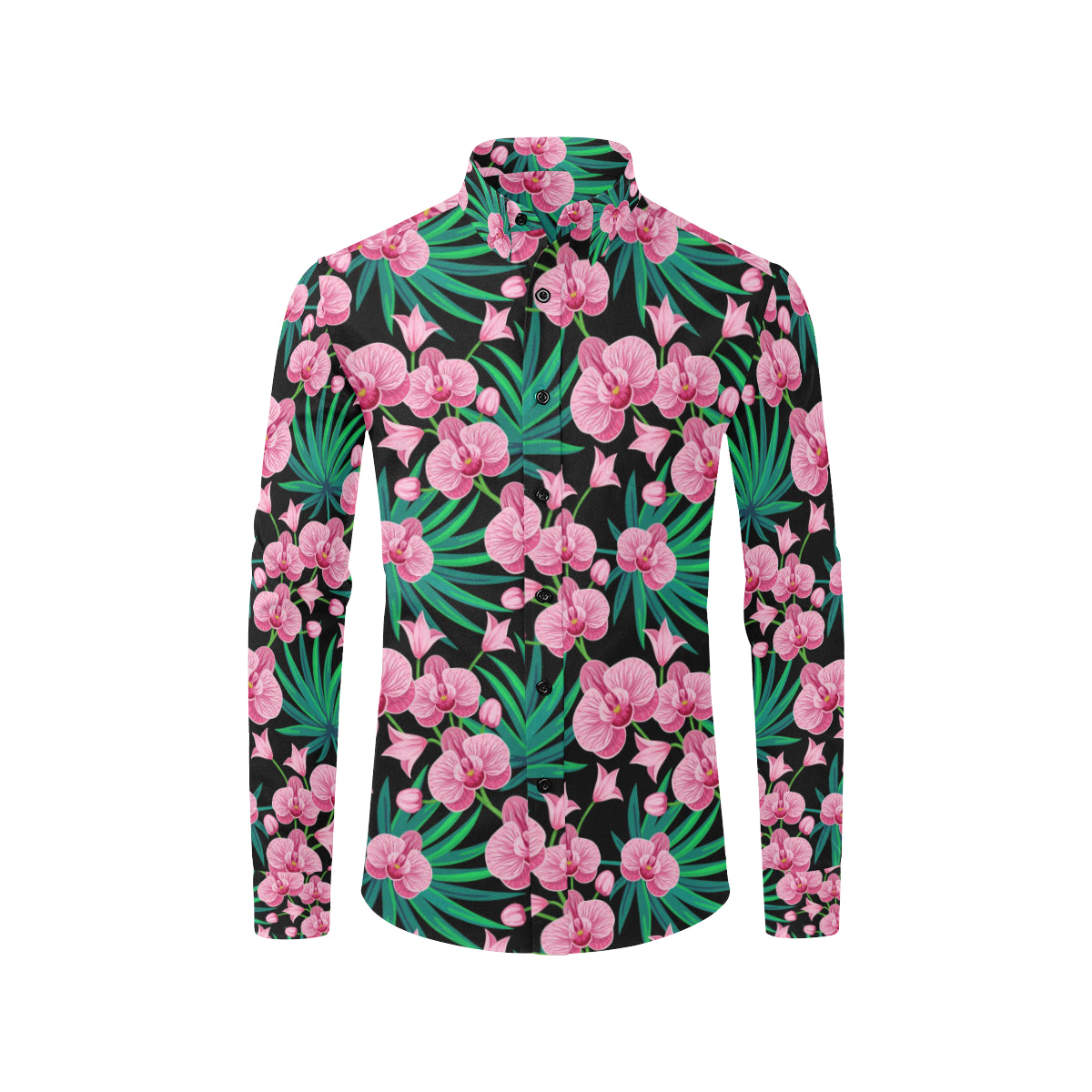 Orchid Pink Pattern Print Design OR06 Men's Long Sleeve Shirt