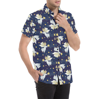 Angel Pattern Print Design 06 Men's Short Sleeve Button Up Shirt