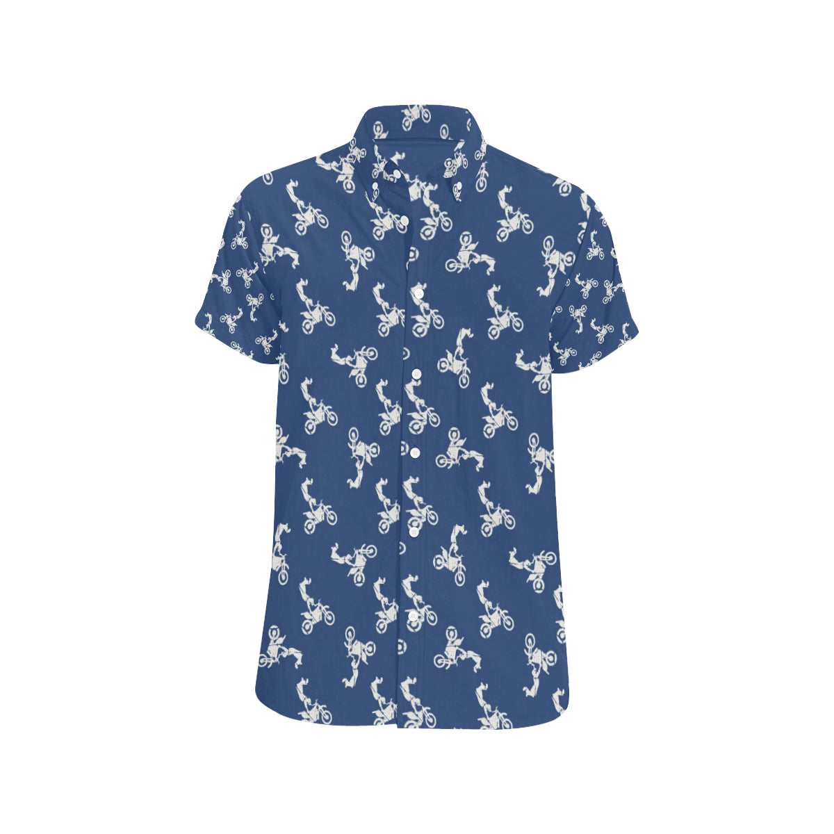 Motocross Pattern Print Design 01 Men's Short Sleeve Button Up Shirt