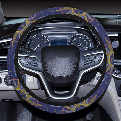 Celestial Moon Sun Pattern Print Design 01 Steering Wheel Cover with Elastic Edge