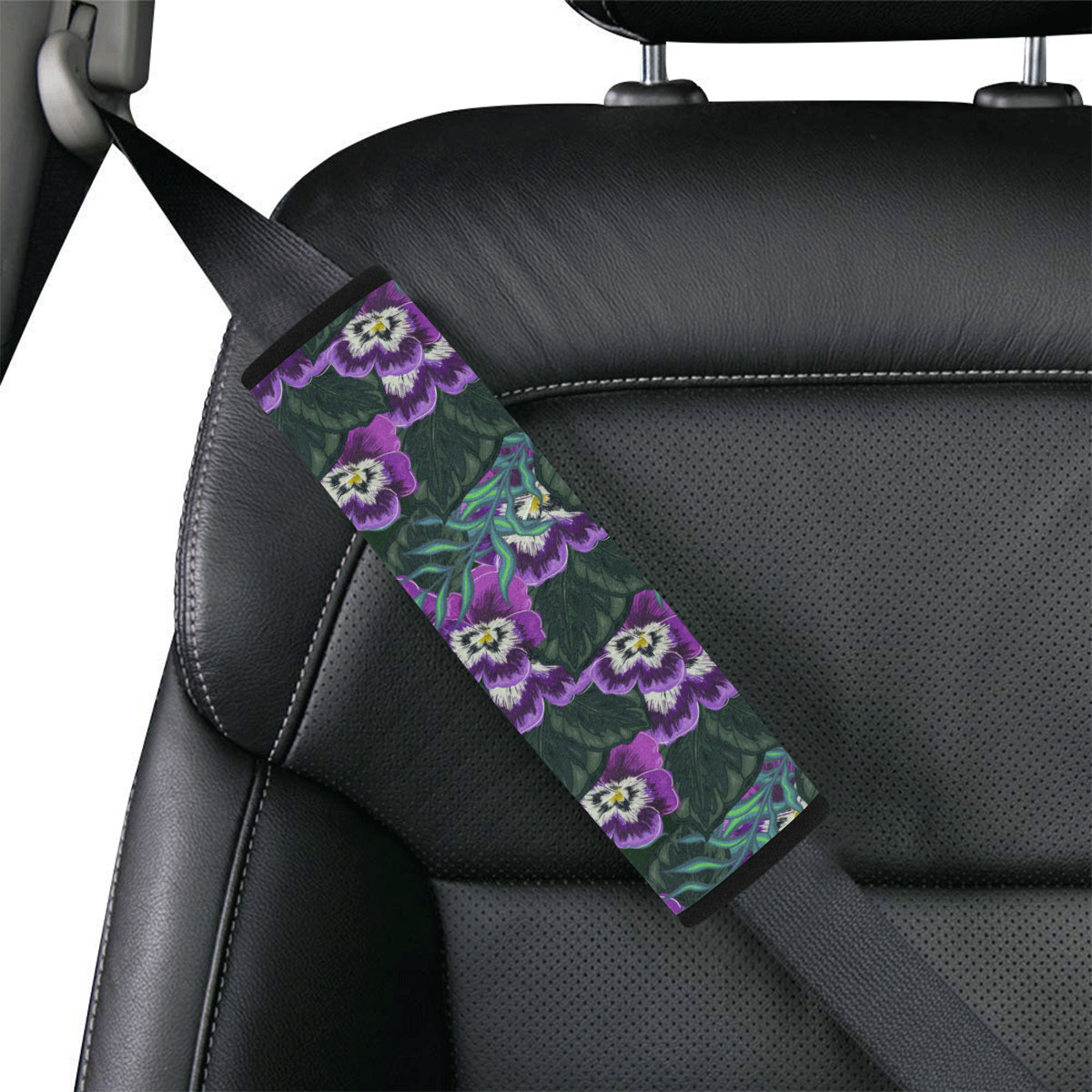 Pansy Pattern Print Design PS07 Car Seat Belt Cover