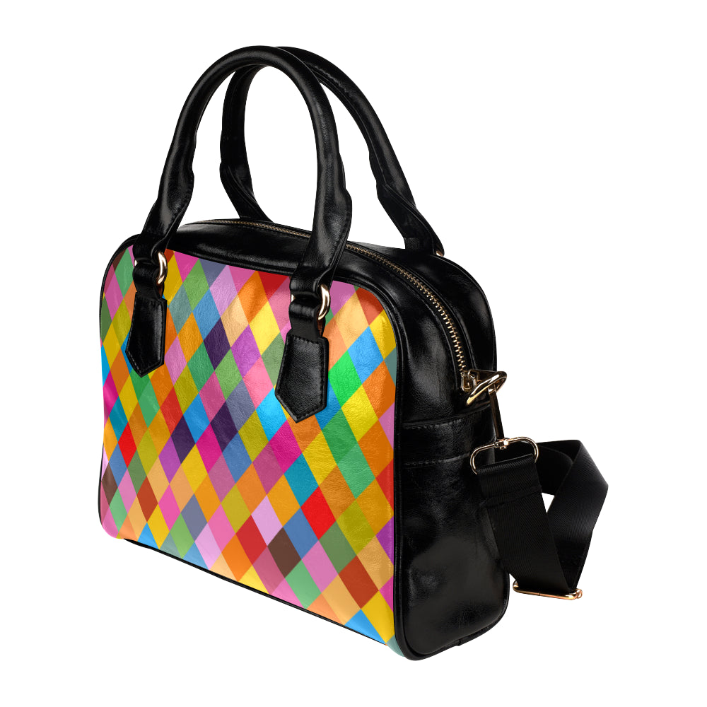 Harlequin Pattern Print Design 02 Shoulder Handbag