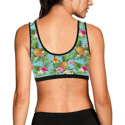 Pineapple Hawaiian flower Tropical Sports Bra