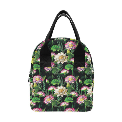 Water Lily Pattern Print Design WL010 Insulated Lunch Bag