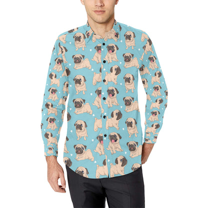 Pug Pattern Print Design A03 Men's Long Sleeve Shirt