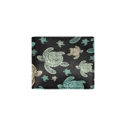 Sea Turtle Stamp Pattern Men's ID Card Wallet