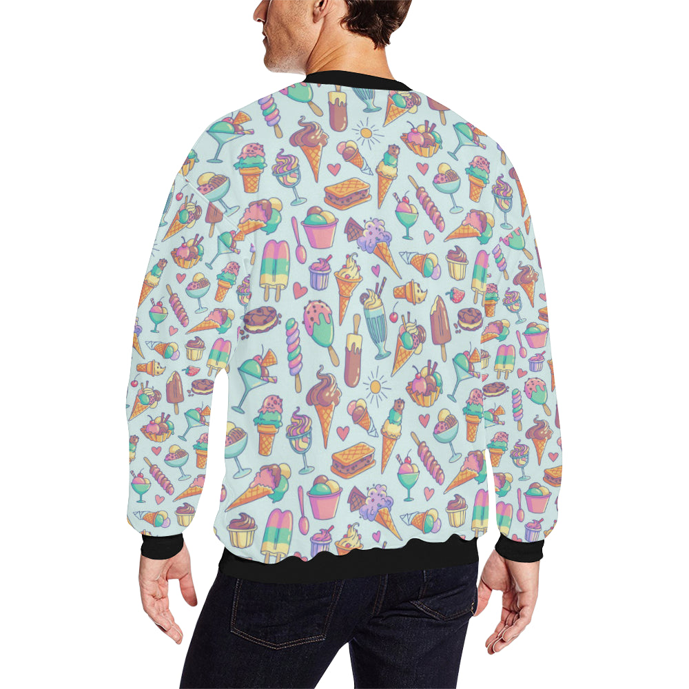 Ice Cream Pattern Print Design IC02 Men Long Sleeve Sweatshirt