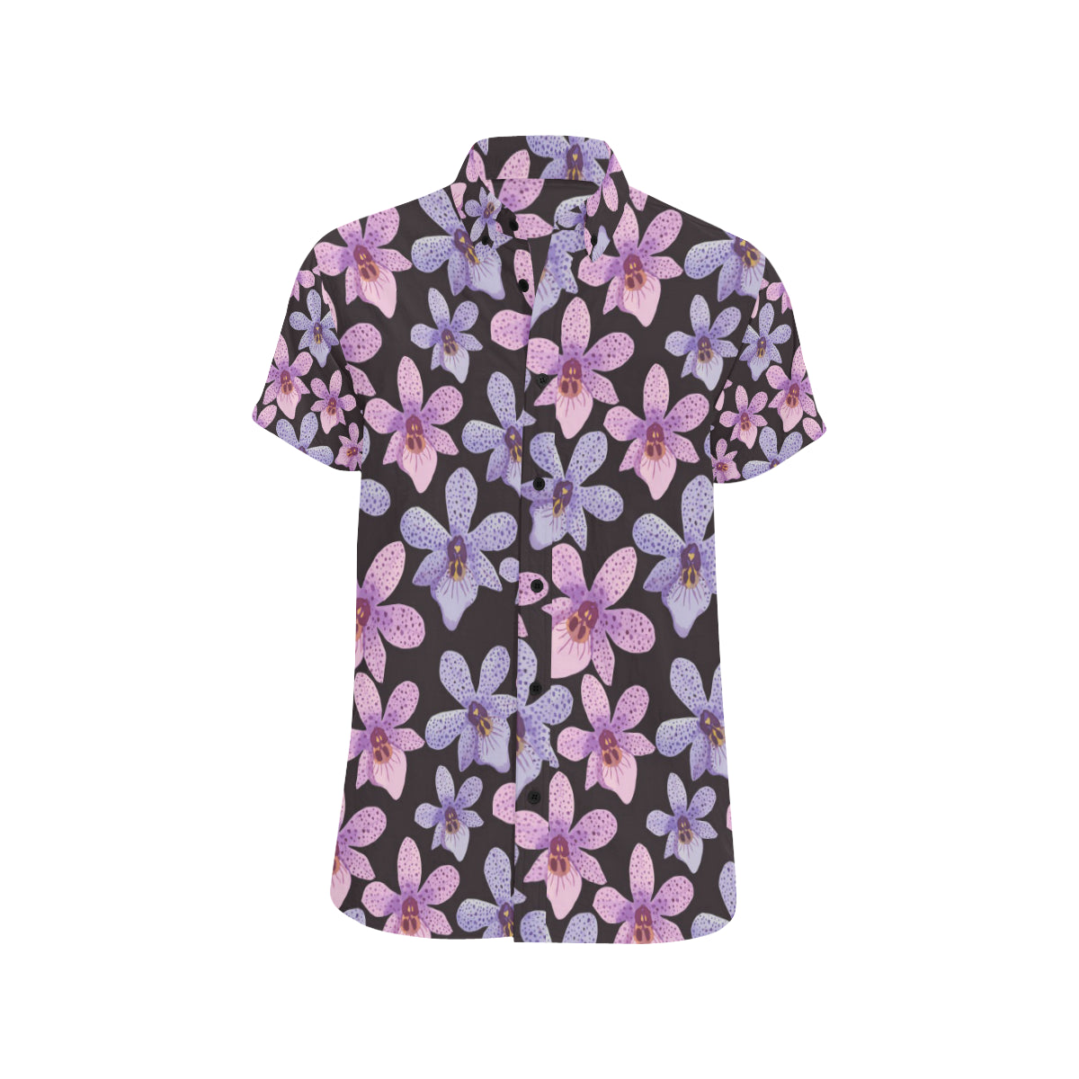 Orchid Pattern Print Design OR08 Men's Short Sleeve Button Up Shirt