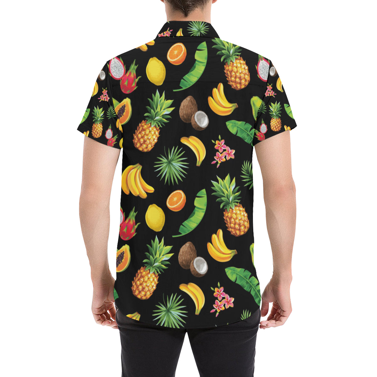 Tropical Fruits Pattern Print Design TF03 Men's Short Sleeve Button Up Shirt