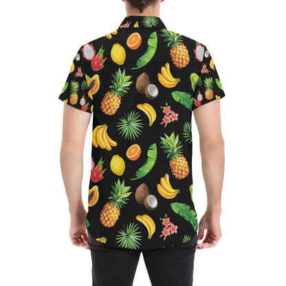 Tropical Fruits Pattern Print Design TF03 Men's Short Sleeve Button Up Shirt