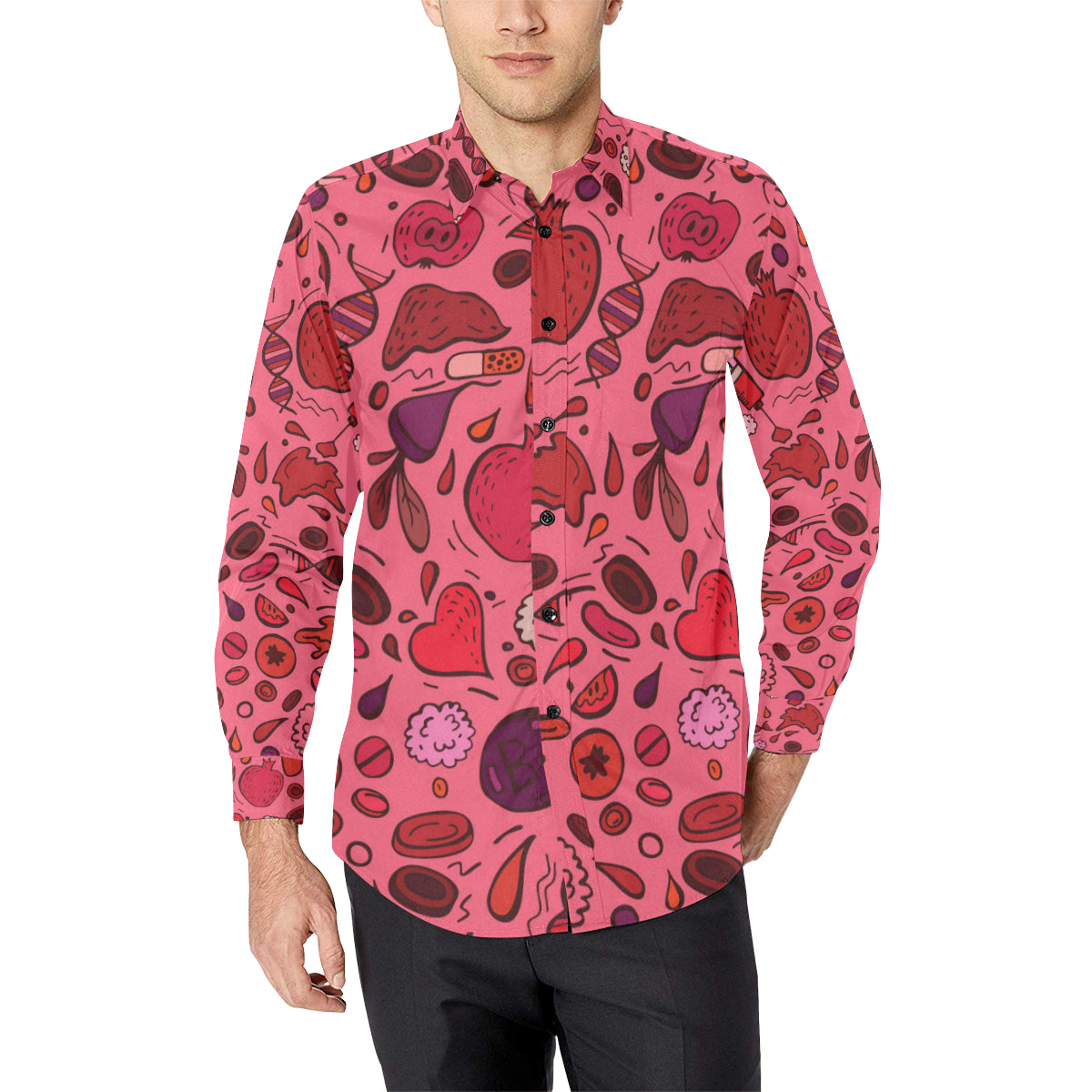 Phlebotomist Pattern Print Design A01 Men's Long Sleeve Shirt