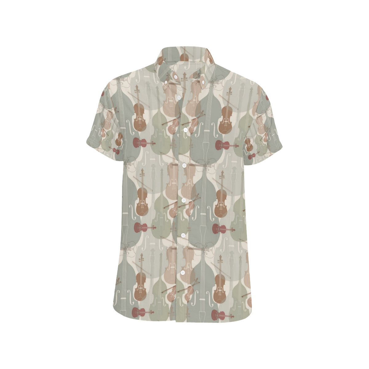 Violin Pattern Print Design 01 Men's Short Sleeve Button Up Shirt