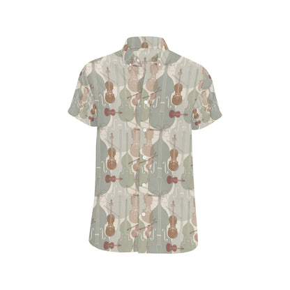 Violin Pattern Print Design 01 Men's Short Sleeve Button Up Shirt