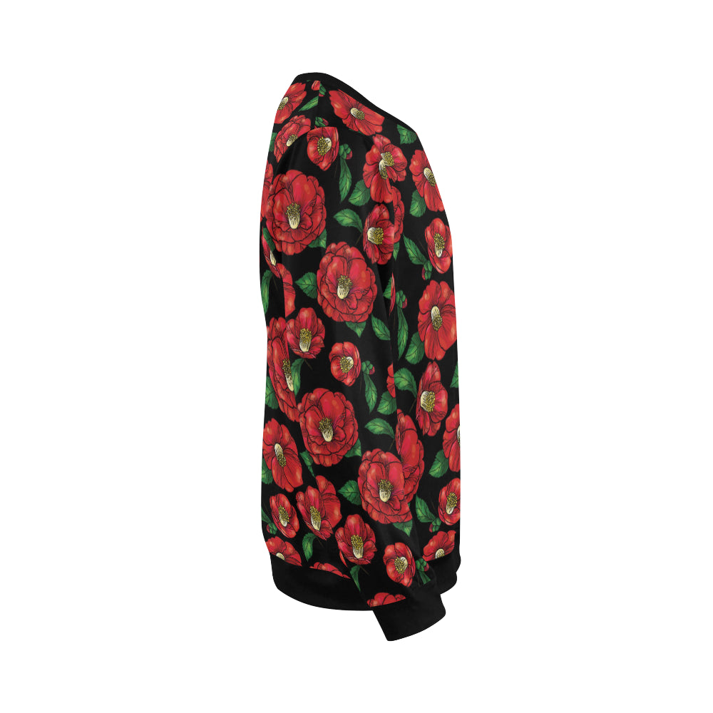 Camellia Pattern Print Design CM07 Men Long Sleeve Sweatshirt