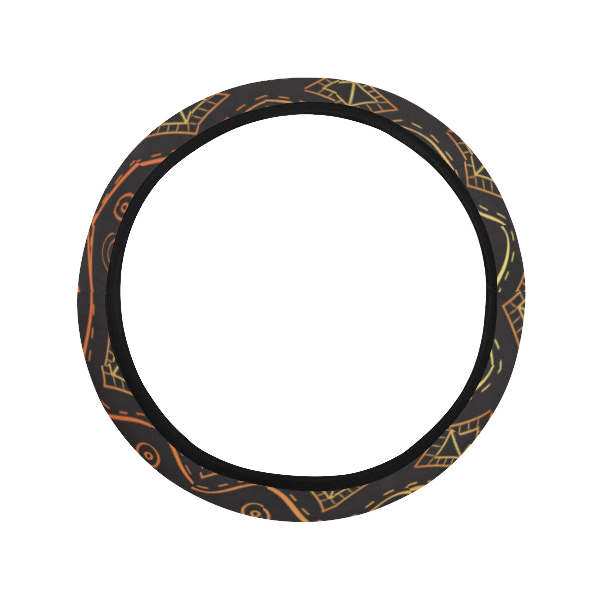 Gold African Design Steering Wheel Cover with Elastic Edge
