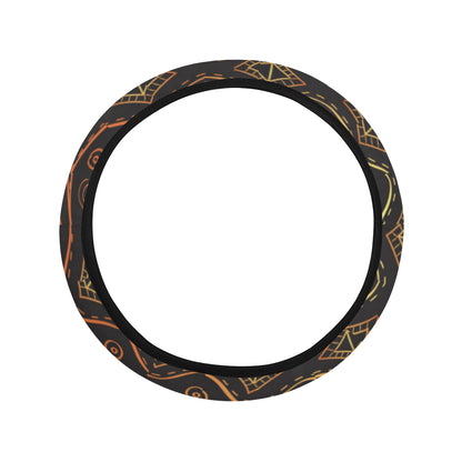 Gold African Design Steering Wheel Cover with Elastic Edge