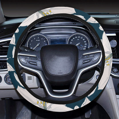 Amaryllis Pattern Print Design 01 Steering Wheel Cover with Elastic Edge