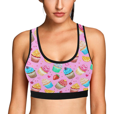 Cupcake Pattern Print Design CP05 Sports Bra