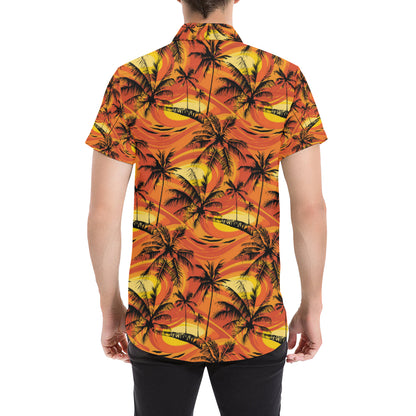 Palm Tree Pattern Print Design A02 Men's Short Sleeve Button Up Shirt