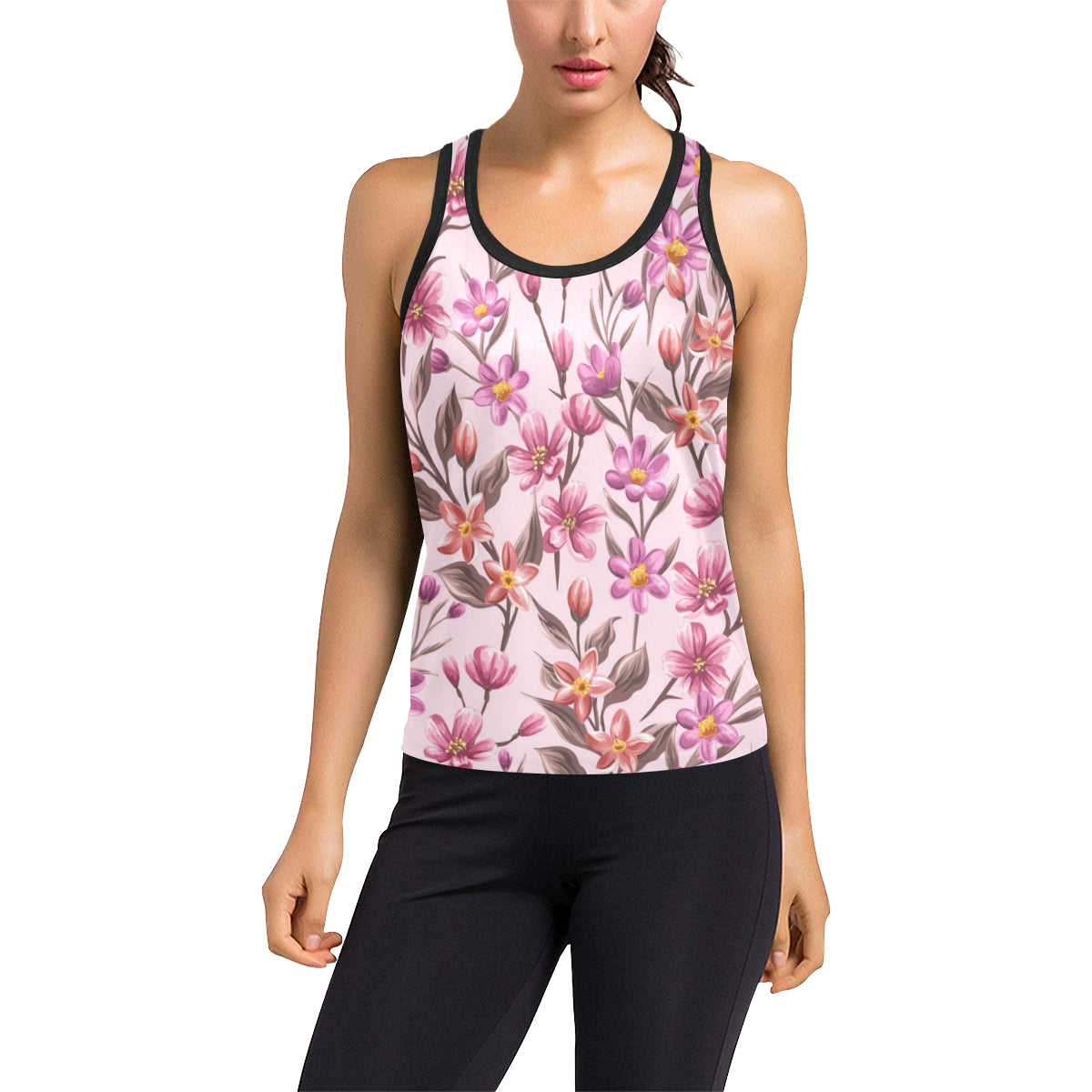 Summer Floral Pattern Print Design SF09 Women's Racerback Tank Top