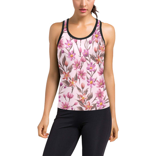 Summer Floral Pattern Print Design SF09 Women's Racerback Tank Top