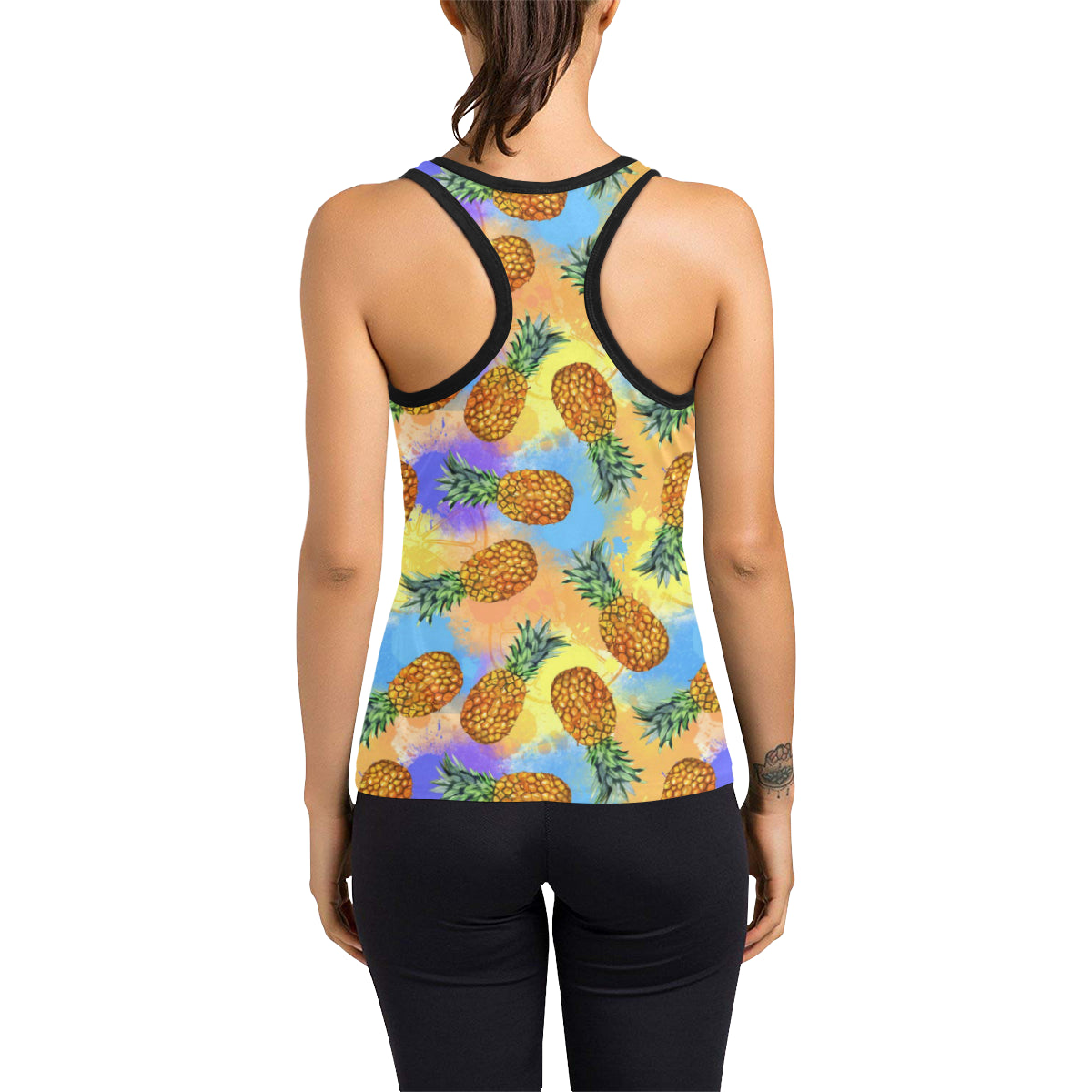 Pineapple Pattern Print Design PP09 Women's Racerback Tank Top