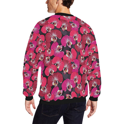 Orchid Red Pattern Print Design OR05 Men Long Sleeve Sweatshirt