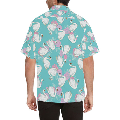Swan Pattern Print Design 03 Men's Hawaiian Shirt