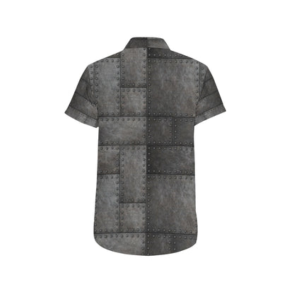 Armor Pattern Print Design 02 Men's Short Sleeve Button Up Shirt
