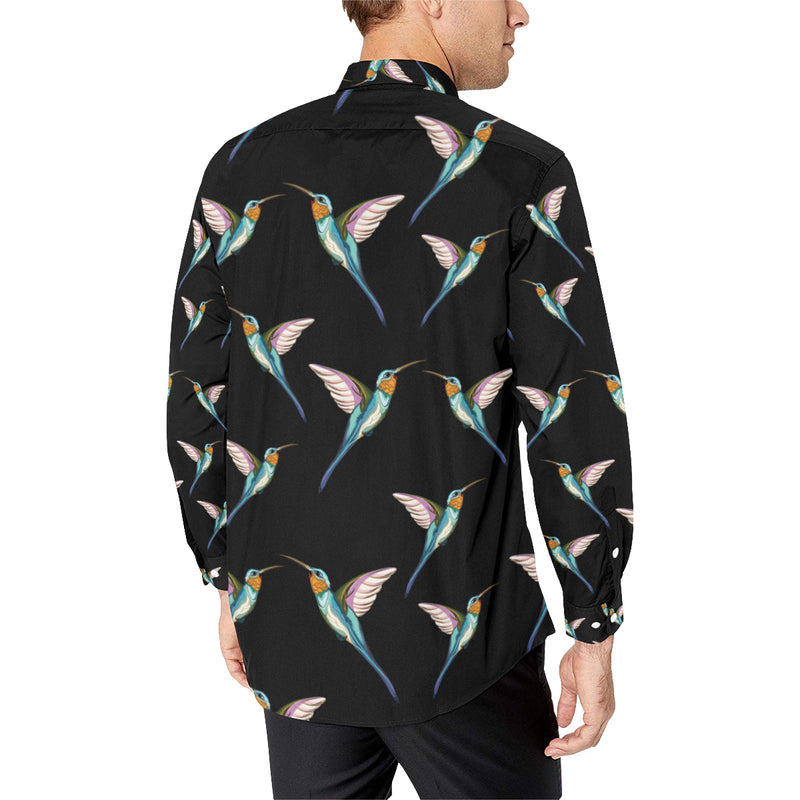 Hummingbird Pattern Print Design 06 Men's Long Sleeve Shirt