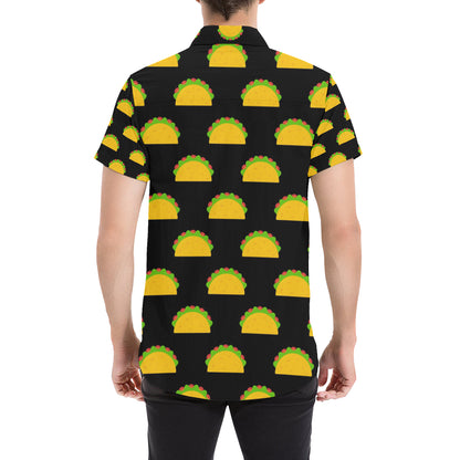 Taco Pattern Print Design TC06 Men's Short Sleeve Button Up Shirt