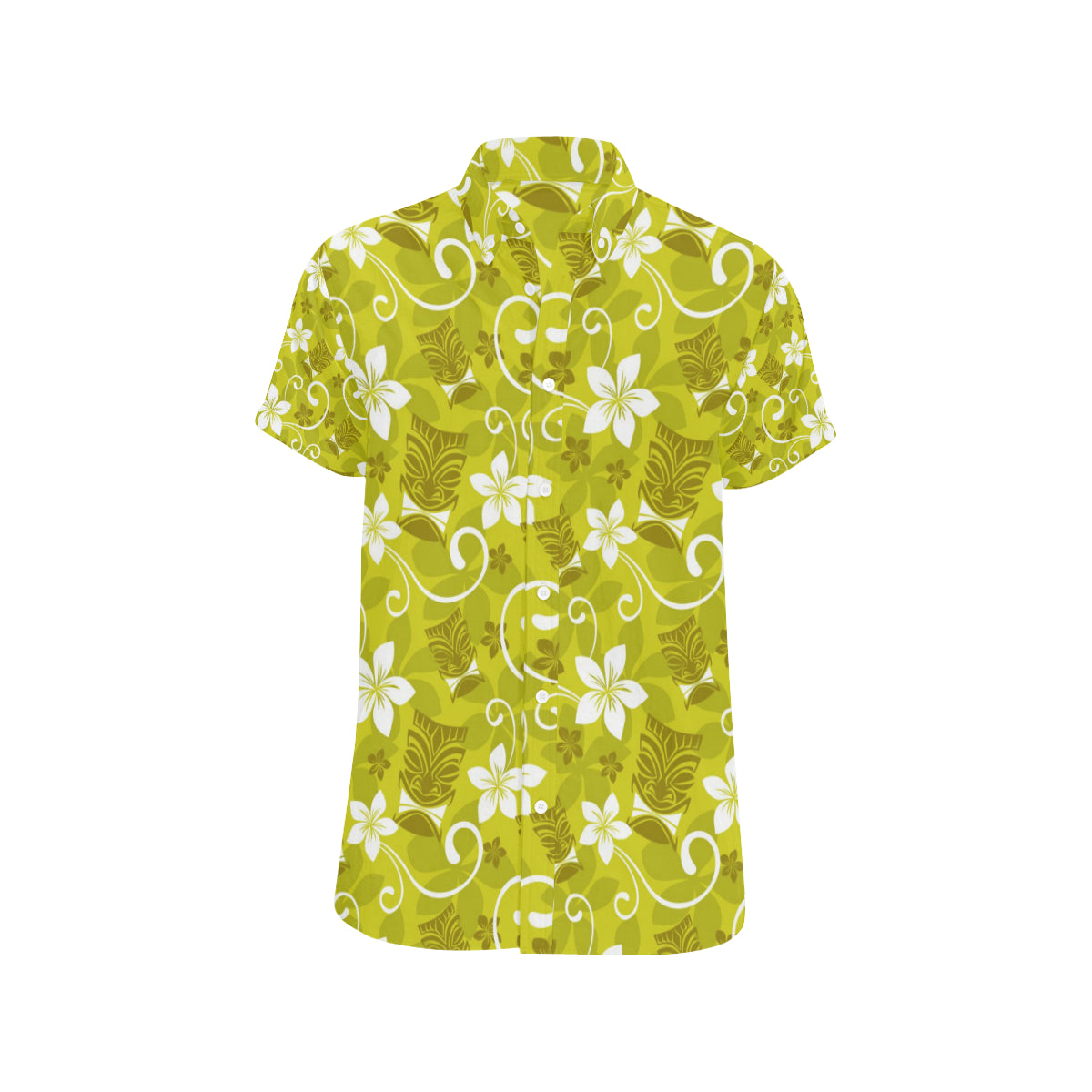 Hawaiian Themed Pattern Print Design H019 Men's Short Sleeve Button Up Shirt