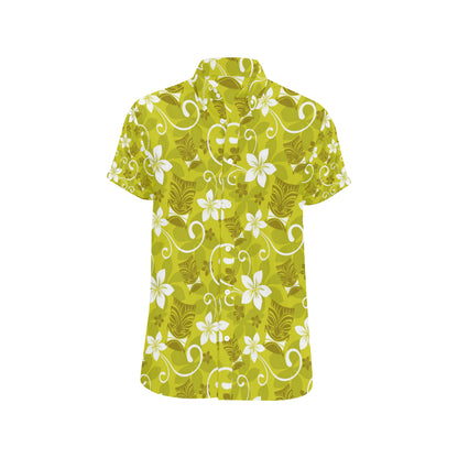 Hawaiian Themed Pattern Print Design H019 Men's Short Sleeve Button Up Shirt