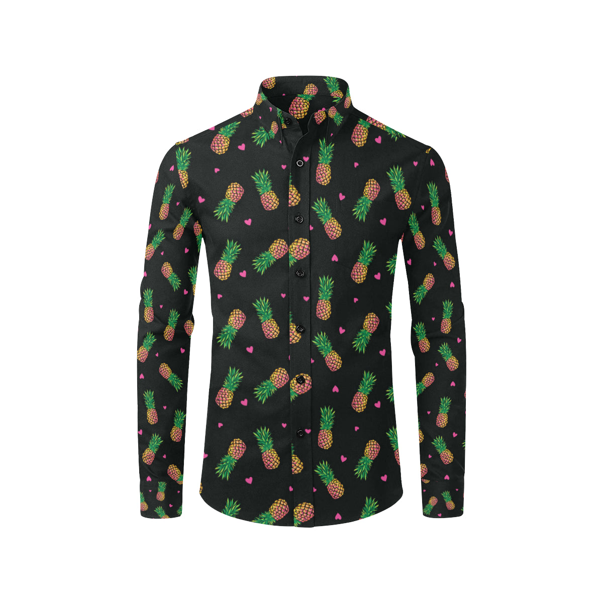 Neon Pineapple Pattern Print Design A04 Men's Long Sleeve Shirt