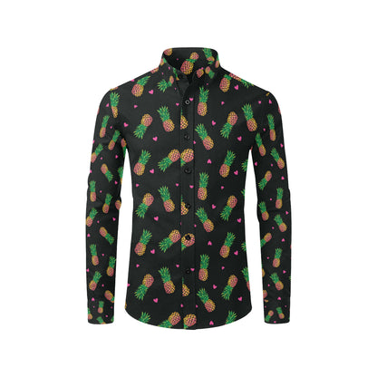 Neon Pineapple Pattern Print Design A04 Men's Long Sleeve Shirt