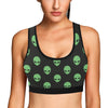 Alien Green Neon Pattern Print Design 01 Sports Bra