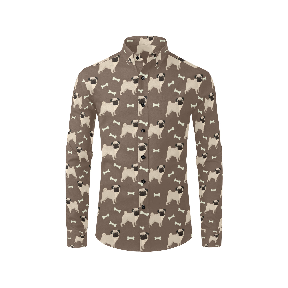 Pug Pattern Print Design A02 Men's Long Sleeve Shirt