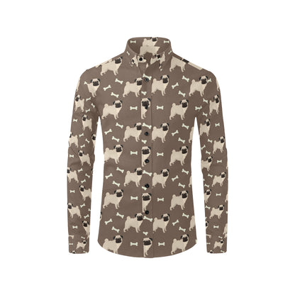 Pug Pattern Print Design A02 Men's Long Sleeve Shirt