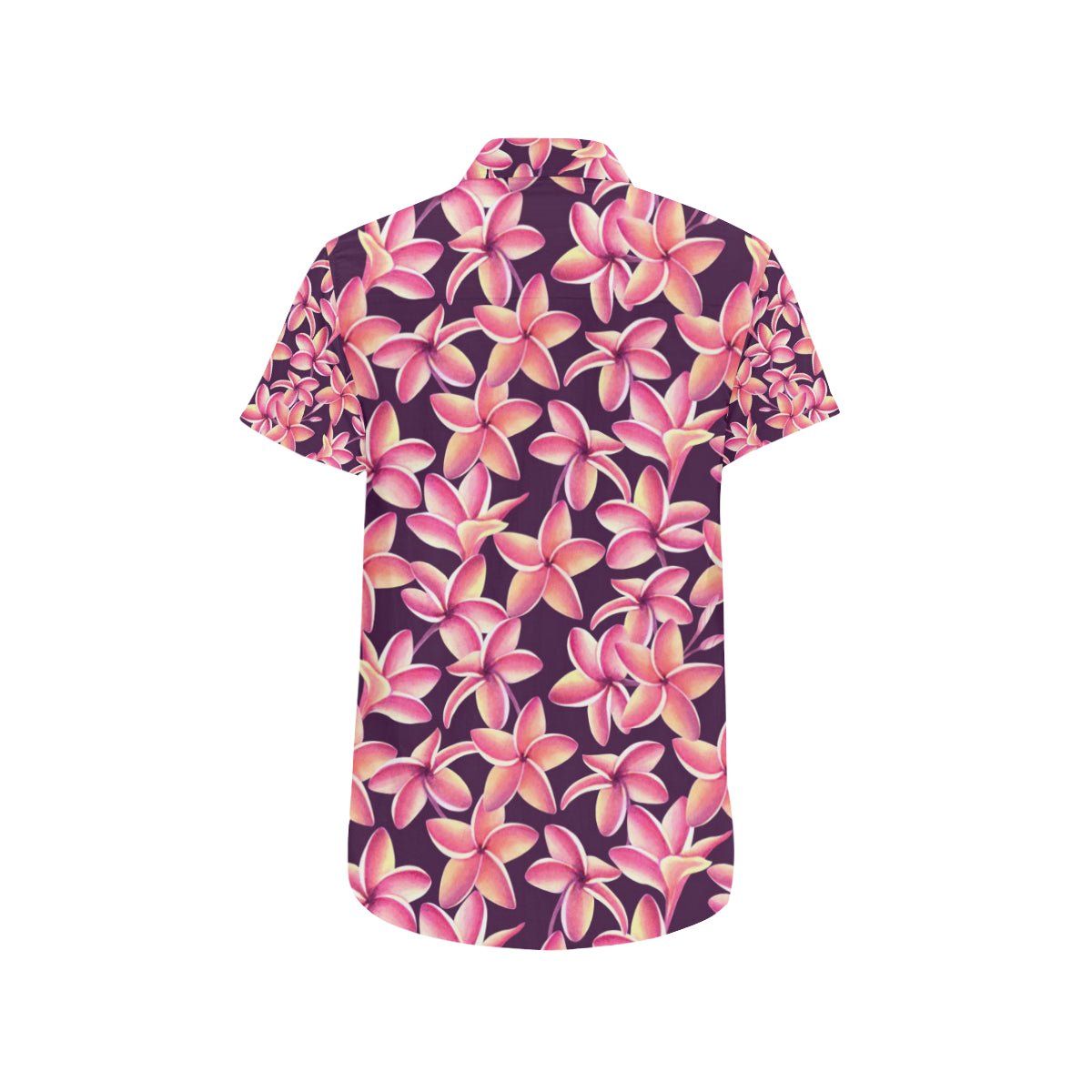 Purple Plumeria Pattern Print Design PM010 Men's Short Sleeve Button Up Shirt