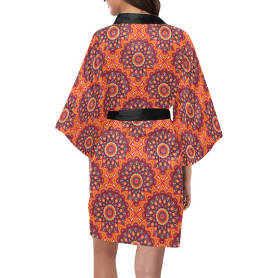 Bohemian Pattern Print Design 04 Women's Short Kimono