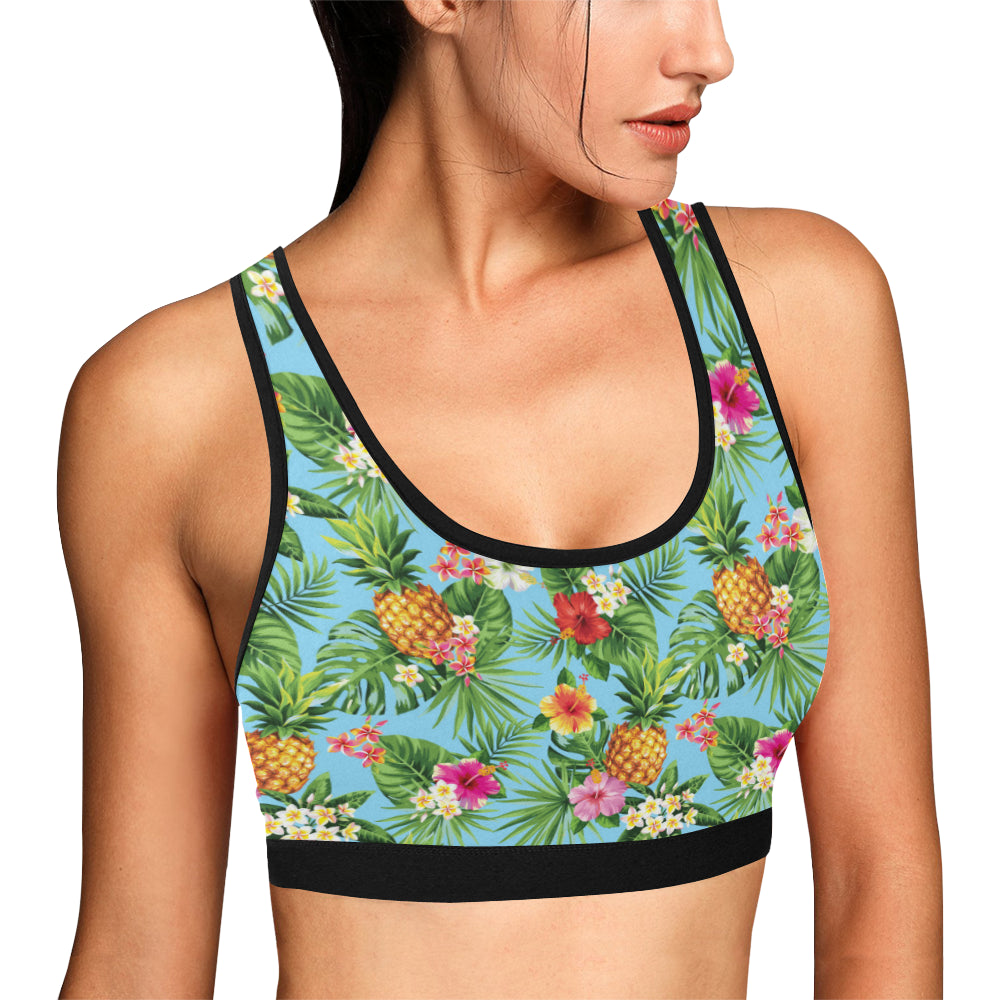 Pineapple Hawaiian flower Tropical Sports Bra