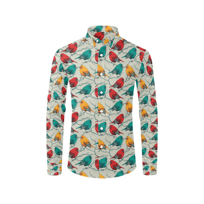 Birds Pattern Print Design 04 Men's Long Sleeve Shirt