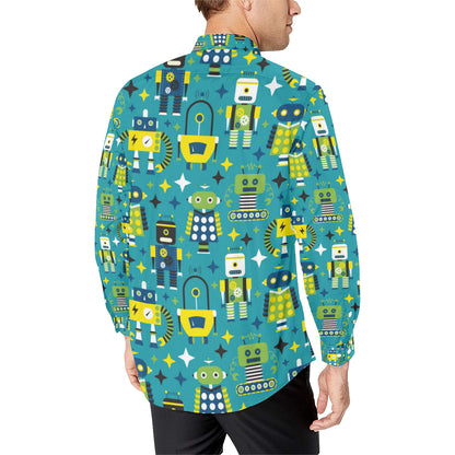 Robot Pattern Print Design A02 Men's Long Sleeve Shirt