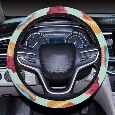 Cupcake Pattern Print Design 01 Steering Wheel Cover with Elastic Edge