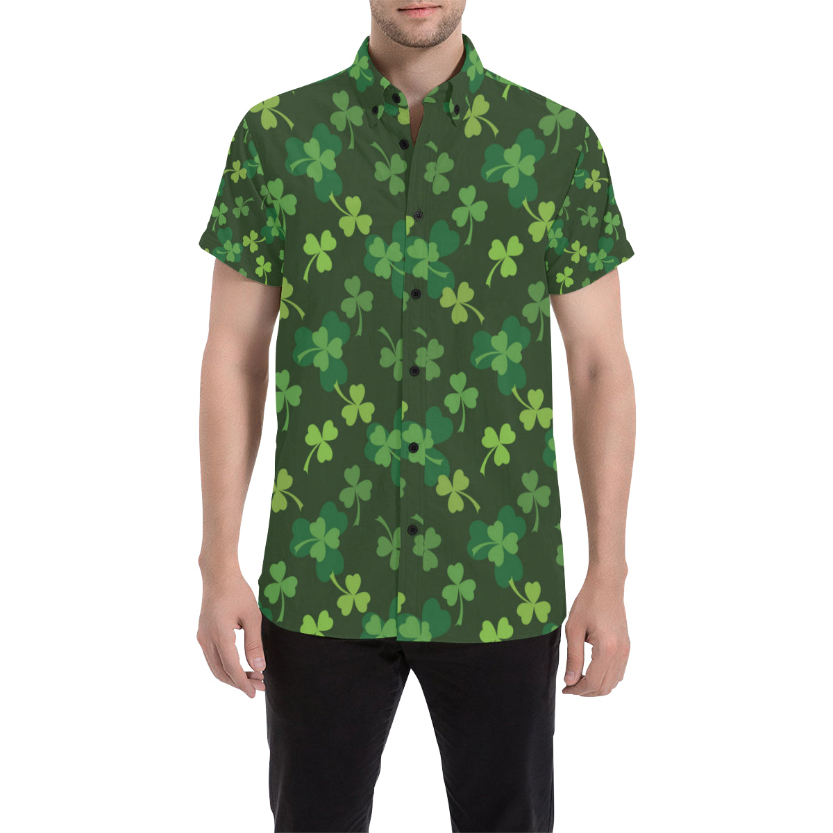 Irish Pattern Print Design 03 Men's Short Sleeve Button Up Shirt