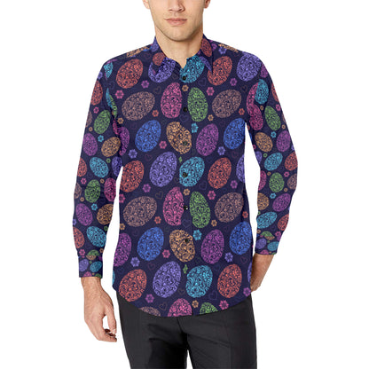 Easter Eggs Pattern Print Design RB012 Men's Long Sleeve Shirt