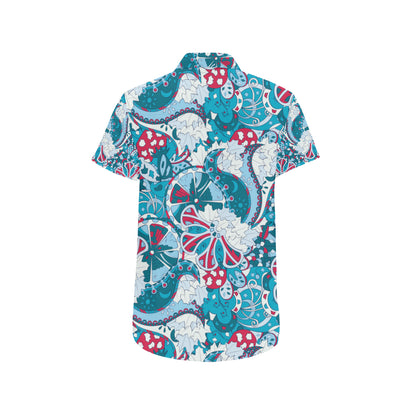 Funky Retro Pattern Print Design A05 Men's Short Sleeve Button Up Shirt