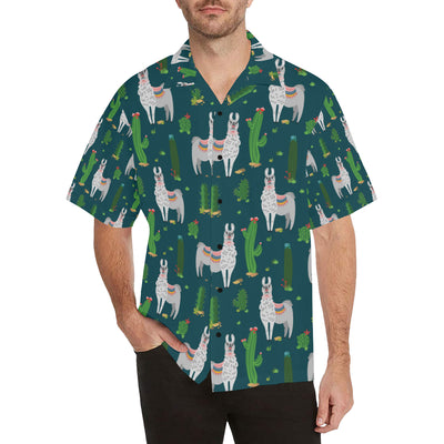 Llama Cactus Pattern Print Design 013 Men's Hawaiian Shirt