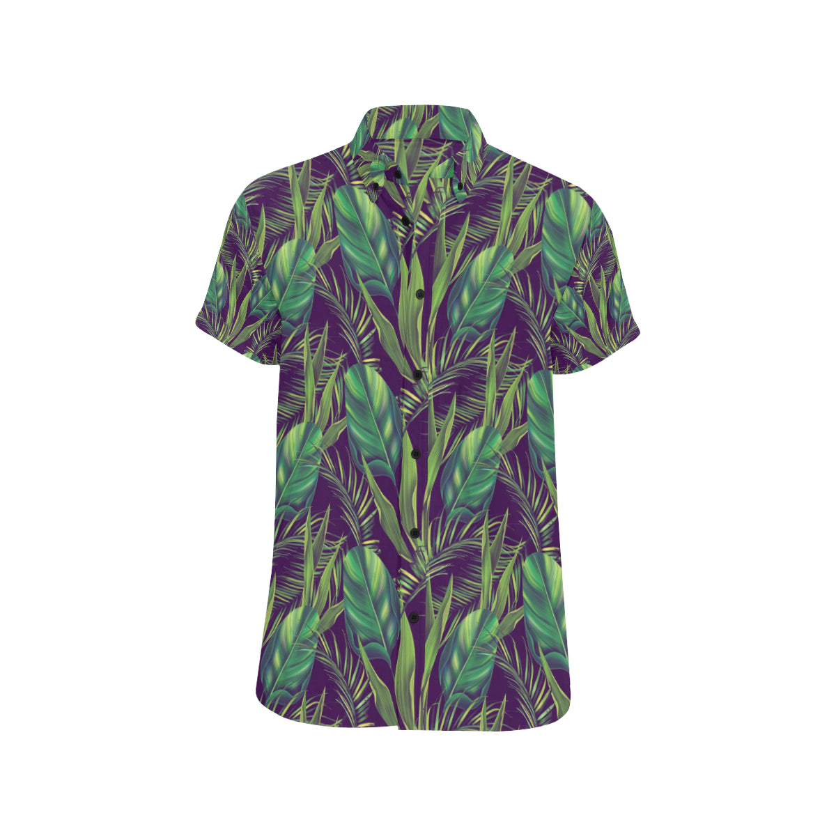 Palm Leaves Pattern Print Design PL03 Men's Short Sleeve Button Up Shirt