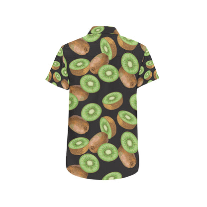 Kiwi Pattern Print Design KW03 Men's Short Sleeve Button Up Shirt